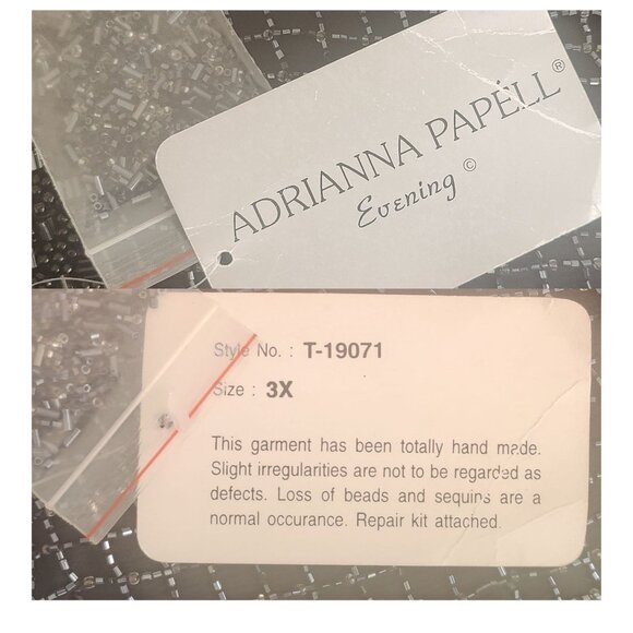 💎 Adrianna Papell Evening Jacket Women’s 3X NWT – Gunmetal Beaded Open Front - Picture 4 of 5